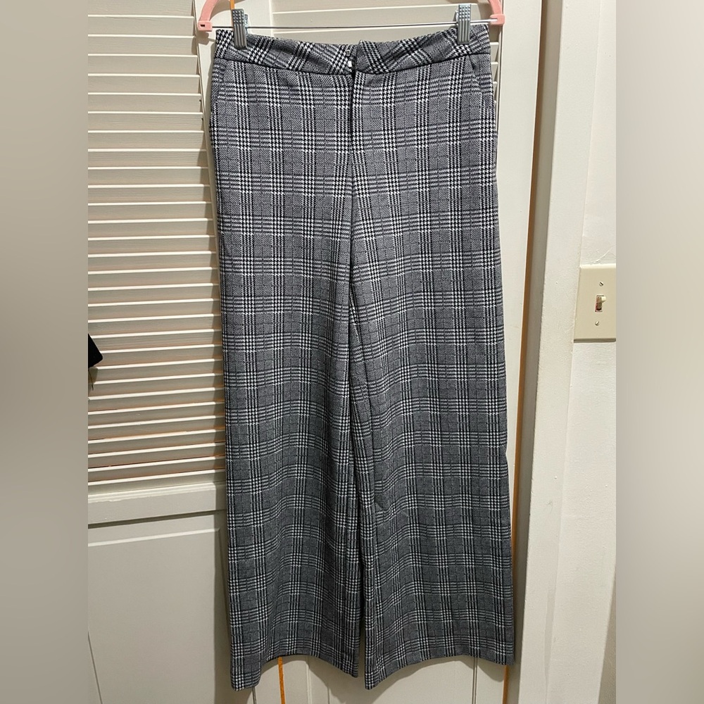 Scoop NYC Black and White Plaid Wide Leg Pants